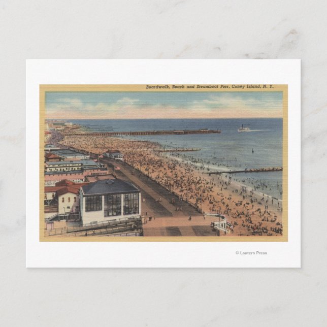 Carte Postale Coney Island, New York - Boardwalk, Beach (Devant)