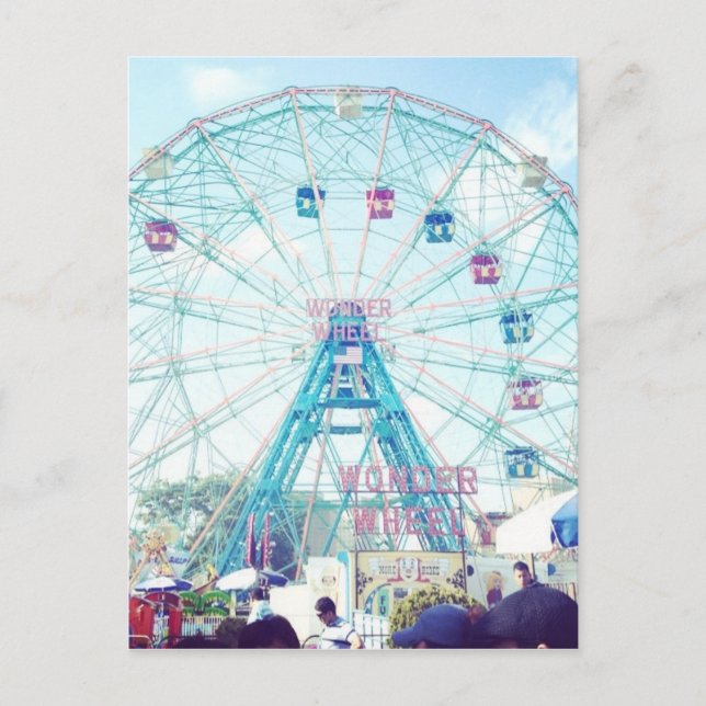 Carte Postale Coney Island Wonderwheel Ferris roulent dedans (Devant)