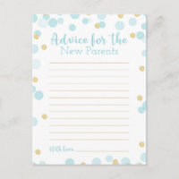 Confetti Baby shower bleu et or Mots de conseil