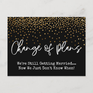 Carte Postale Confetti Black Changement de plans Reporté Mariage