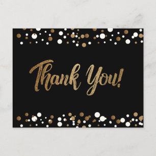 Carte Postale Confetti blanc or sur Merci noir