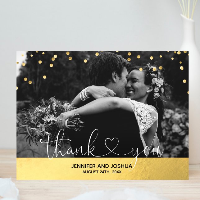 Carte Postale Confetti d'or et Merci Mariage Foil | PHOTO (Créateur téléchargé)