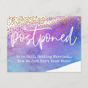 Carte Postale Confetti et aquarelle Avis Mariage reporté