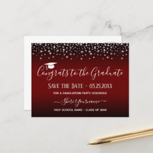 Carte Postale Confetti Graduation Party Enregistrer la date Invi