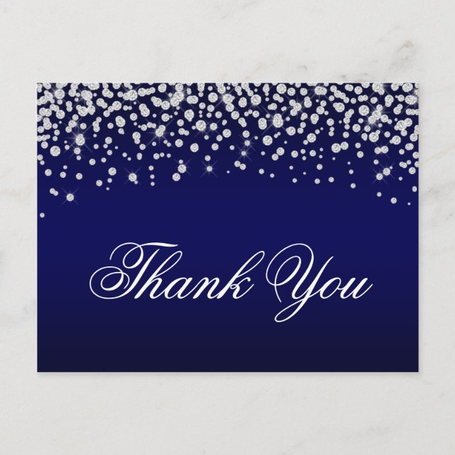 Carte Postale Confettis de diamants scintillants Bleu nuit ombré (Devant)