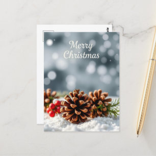 Carte postale confortable Pinecone et Joyeux Neige