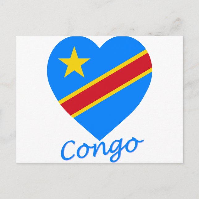 Carte Postale Congo République Démocratique Drapeau Coeur (Devant)