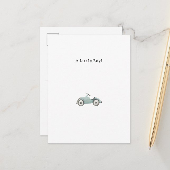 Carte Postale Congratulations Blue Car New Baby Birth Card (Devant/Arrière en situation)