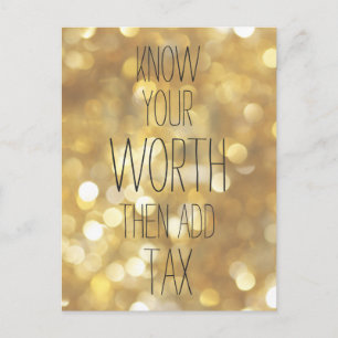 Carte Postale Connaissez votre valeur - Gold Bokeh Inspirational