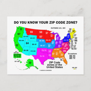 Carte Postale Connaissez-Vous Votre Zone Code Zip ? (Carte des É