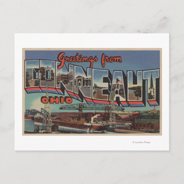 Carte Postale Conneaut, Ohio - Scènes de grandes lettres (Devant)