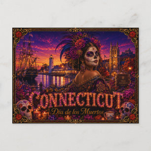 Carte Postale Connecticut Día de los Muertos Rétro