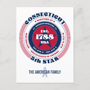 Carte Postale Connecticut, Hartford CT, monogramme patriotique