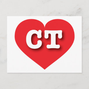 Carte Postale Connecticut Red Heart - J'aime CT