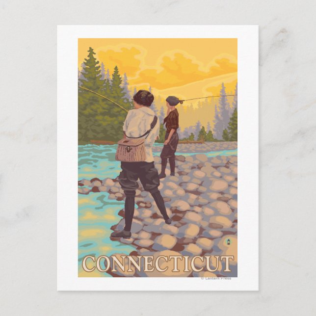 Carte Postale ConnecticutFemmes Voler La Pêche (Devant)