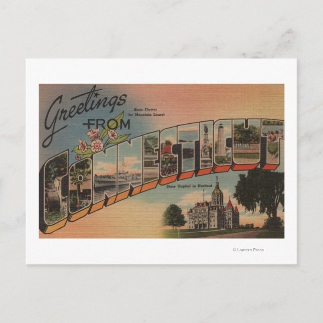 Carte Postale ConnecticutGrandes scènes de lettresConnecticut (Devant)