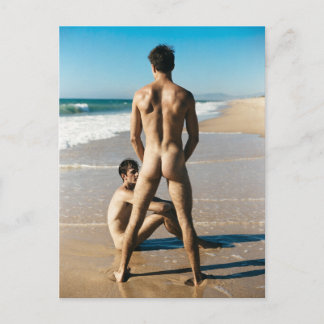 Carte Postale Connexion Côtière - Hommes Gays sur une Plage Nue