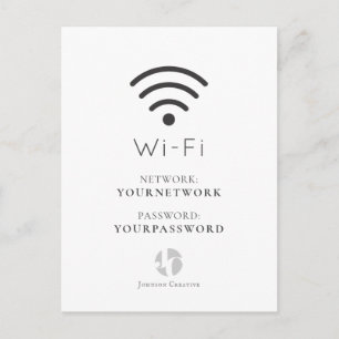 Carte Postale Connexion Wi-Fi blanche minimaliste de votre logo