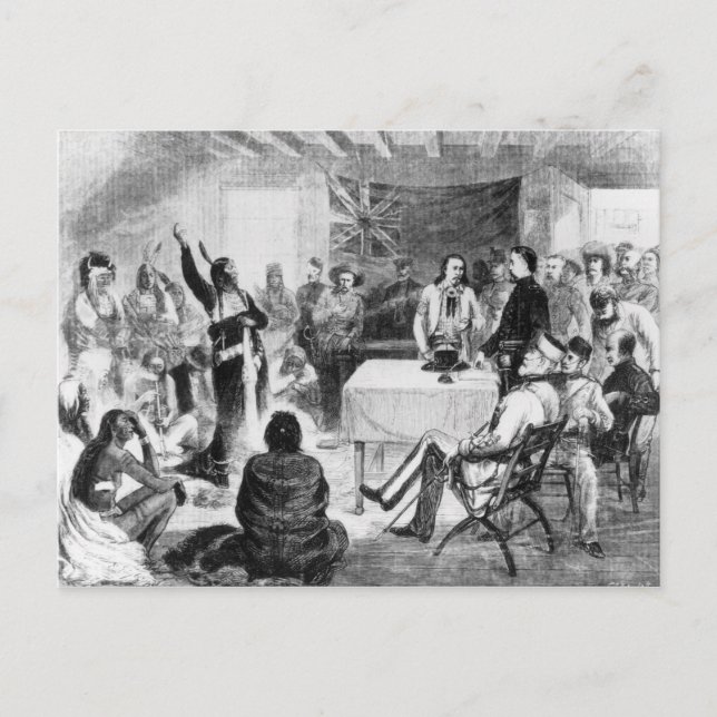 Carte Postale Conseil de Sitting Bull, 1877 (Devant)