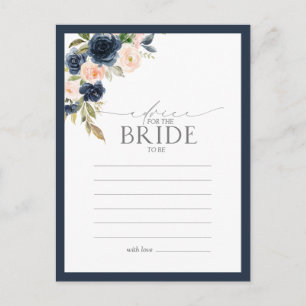 Carte Postale Conseil Élégant Bleu Bleu Rose Marine À La Mariée