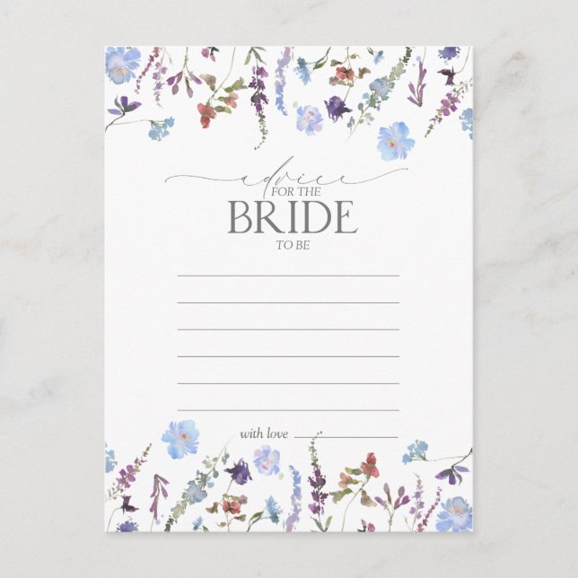Carte Postale Conseil Fleur sauvage Dusty Blue À La Mariée (Devant)