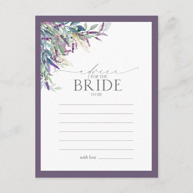 Carte Postale Conseil Floral De Lavande Élégant À La Mariée (Devant)