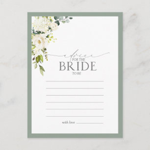 Carte Postale Conseil Floral Vert Gris Blanc À La Mariée