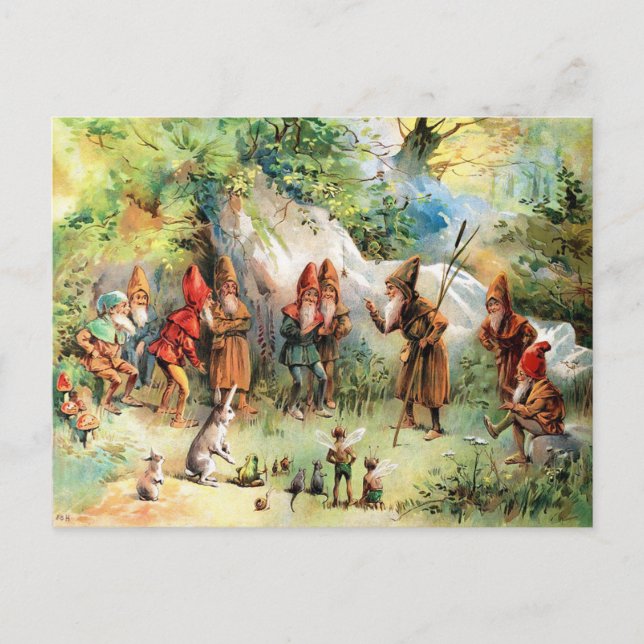 Carte Postale Conseil vintage des Gnomes (Devant)