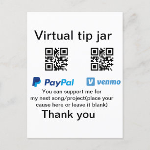 Carte Postale Conseil virtuel jar q r code argent don PayPal ven