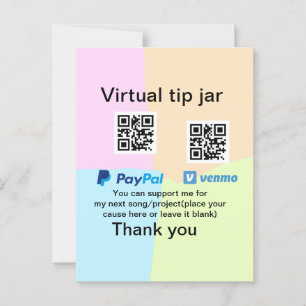 Carte Postale Conseil virtuel jar q r code argent don PayPal ven