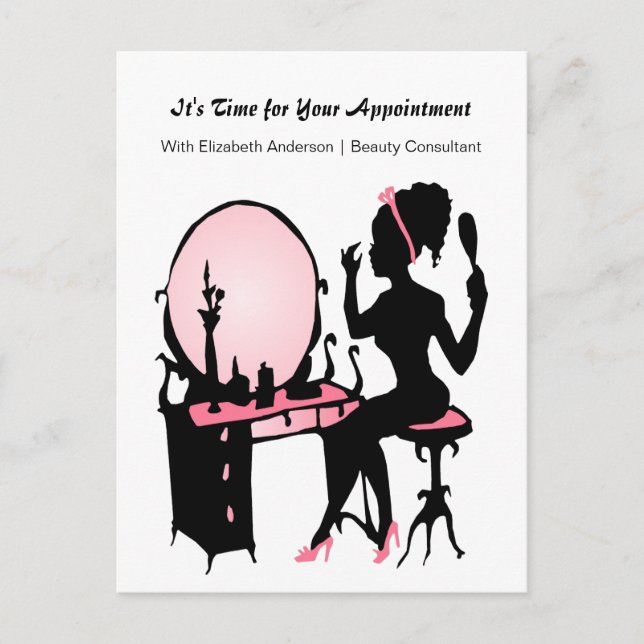 Carte Postale Conseillère en beauté Jeune fille Rappel de rendez (Devant)