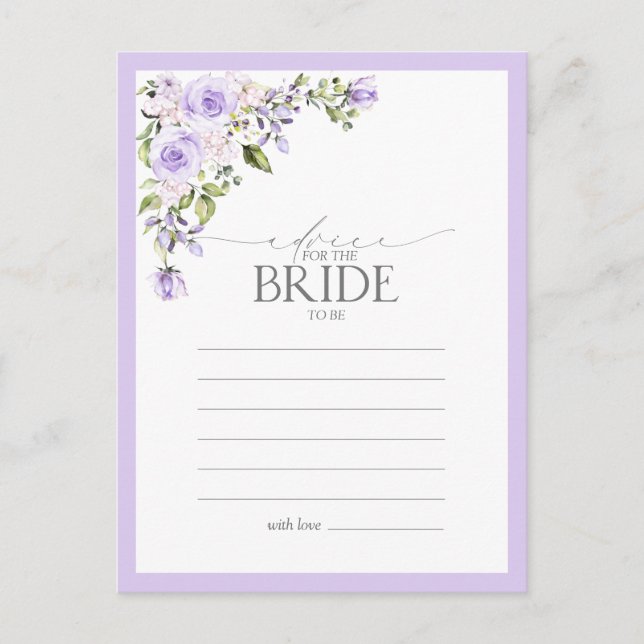 Carte Postale Conseils élégants de lavande lilas floral à la mar (Devant)