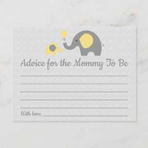 Carte Postale Conseils pour le Baby shower des éléphants jaunes 