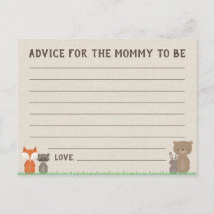 Carte Postale Conseils pour le Baby shower Woodland pour les car