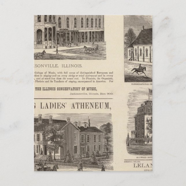 Carte Postale Conservatoire de musique, école, église (Devant)