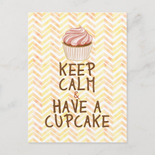 Carte Postale Conserver le calme avoir Cupcake - chevron arrière