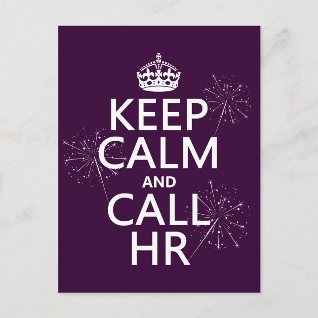 Carte Postale Conserver le calme et appeler HR (n'importe quelle (Devant)
