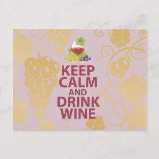 Carte Postale Conserver le calme et boire du vin Cadeau Art Desi