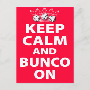 Carte Postale Conserver le calme et Bunco sur la conception