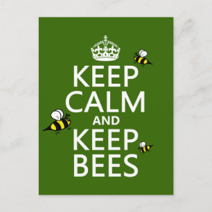 Carte Postale Conserver le calme et garder les abeilles - toutes