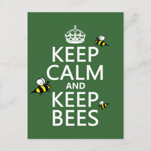 Carte Postale Conserver le calme et garder les abeilles - toutes