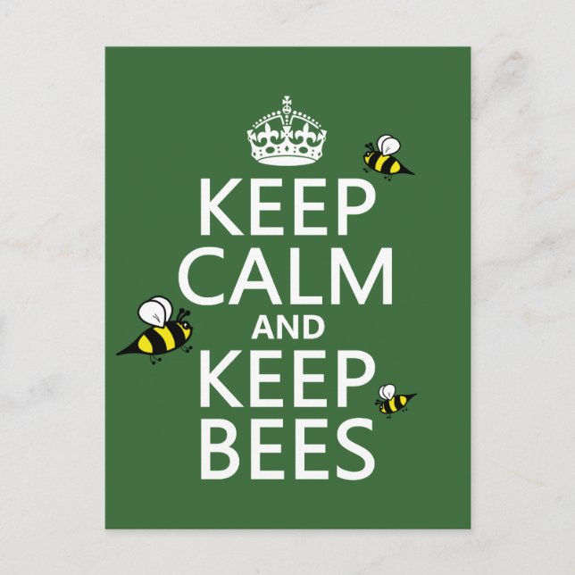 Carte Postale Conserver le calme et garder les abeilles - toutes (Devant)