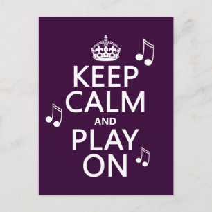 Carte Postale Conserver le calme et jouer - notes de musique - t