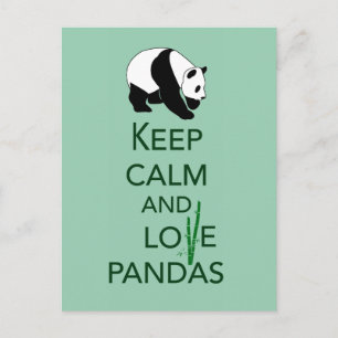 Carte Postale Conserver le calme et l'amour Pandas
