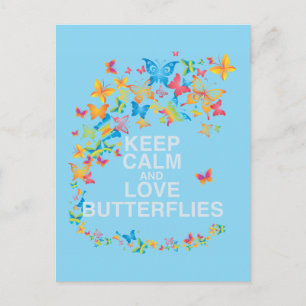 Carte Postale Conserver le calme et l'amour Papillons Papillons 