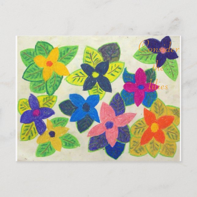 Carte Postale Considérez les lis Écriture Art John 13:34-35 (Devant)