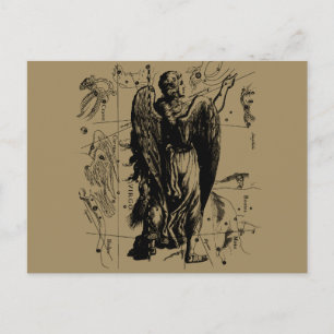 Carte Postale Constellation de la Vierge Style de Gravure Heveli