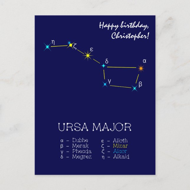 Carte Postale Constellation de l'hémisphère nord Ursa Major (Devant)