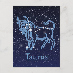 Carte Postale Constellation du Taureau & Signe du zodiaque avec 