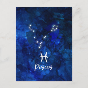Carte Postale Constellation du zodiaque Poissons Galaxie Bleue C